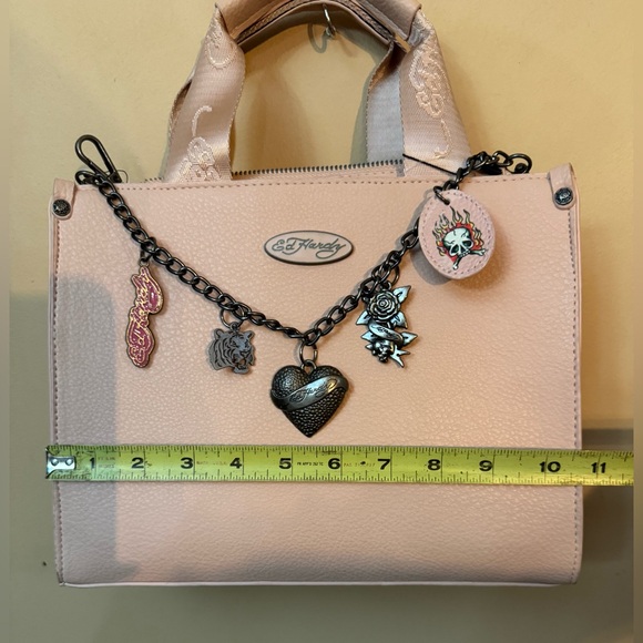 Ed Hardy Light Pink Satchel with Charm Chain - Picture 5 of 10